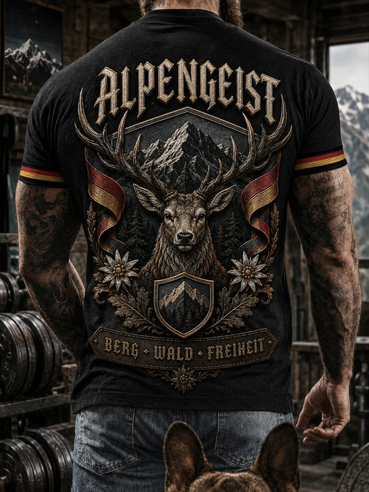 Retro-Deutsches kulturelles und künstlerisches Motiv lässiges T-Shirt