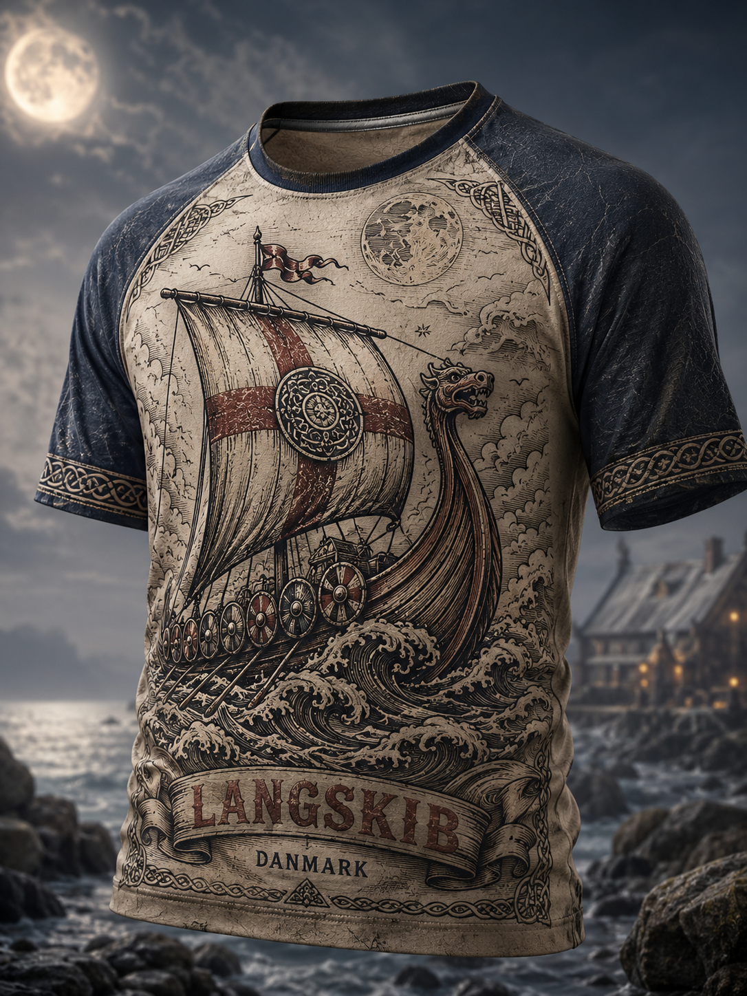 Dänisches Herren-Wikinger-Kurzarm-T-Shirt
