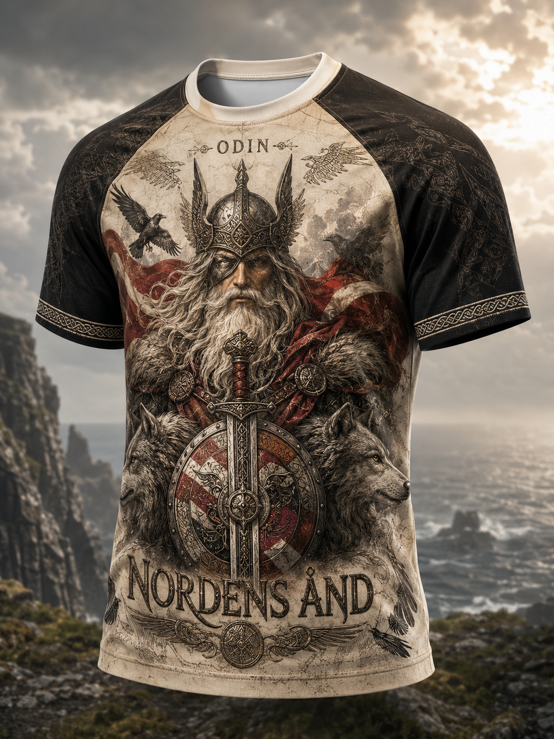 Herren-Dänische-Vikings-T-Shirt mit kurzen Ärmeln