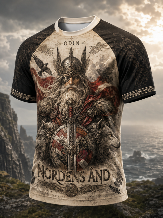 Herren-Dänische-Vikings-T-Shirt mit kurzen Ärmeln