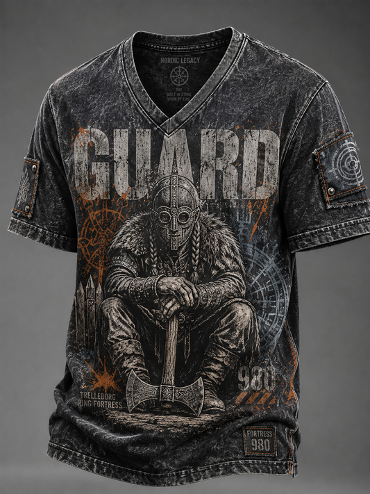 Herren-Vikingert-Shirt mit V-Ausschnitt, dänisches Design