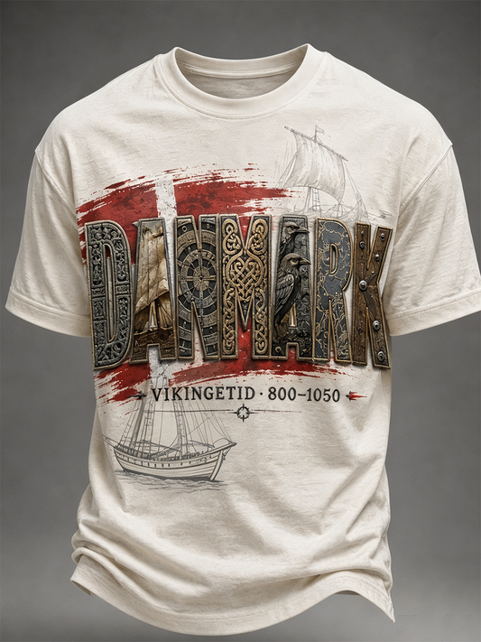 Herren-T-Shirt mit dänischen Wikingern und kurzen Ärmeln