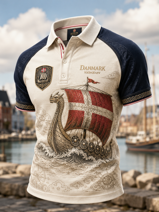 Herren-Poloshirt mit dänischen Wikingern