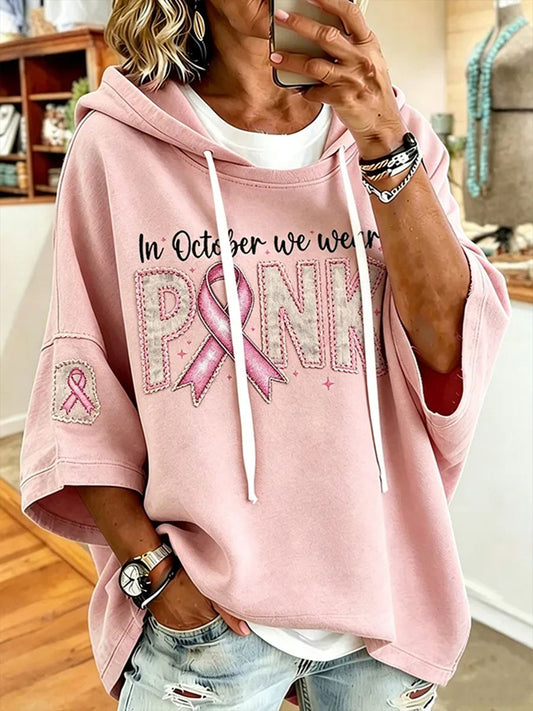 Frauen im Oktober tragen wir rosa regelmäßige Sweatshirt