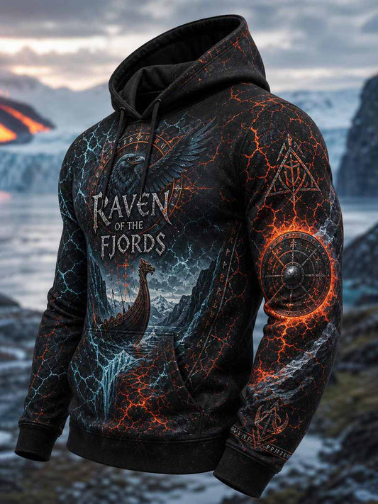 Herren Vintage Viking Crow Print Sweatshirt