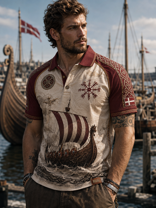 Männer dänisches Wikinger Polo-Shirt