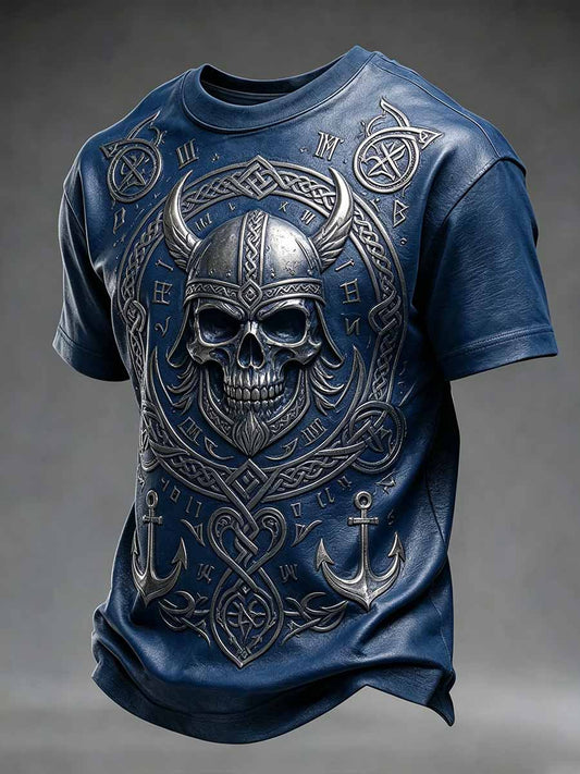 Herren Vintage Wikinger Krieger Print T-Shirt