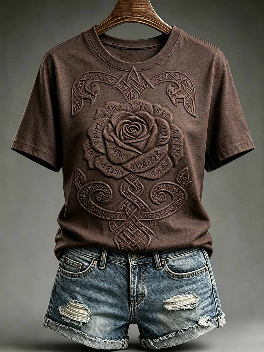 Frauen Vintage Viking Keltischer Knoten Druck T-Shirt