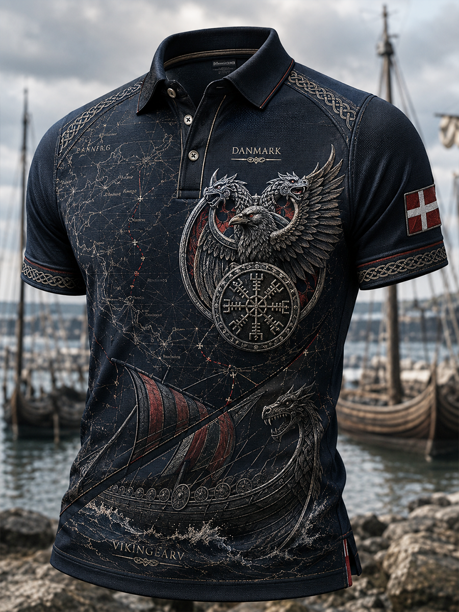 Dänisches Herren-Wikinger-Kurzarm-Shirt