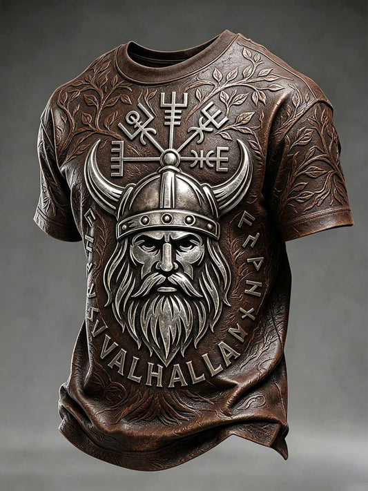Herren Vintage Wikinger Krieger Print T-Shirt