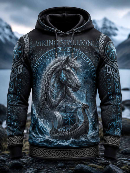 Herren Vintage Viking Warhorse Print Sweatshirt