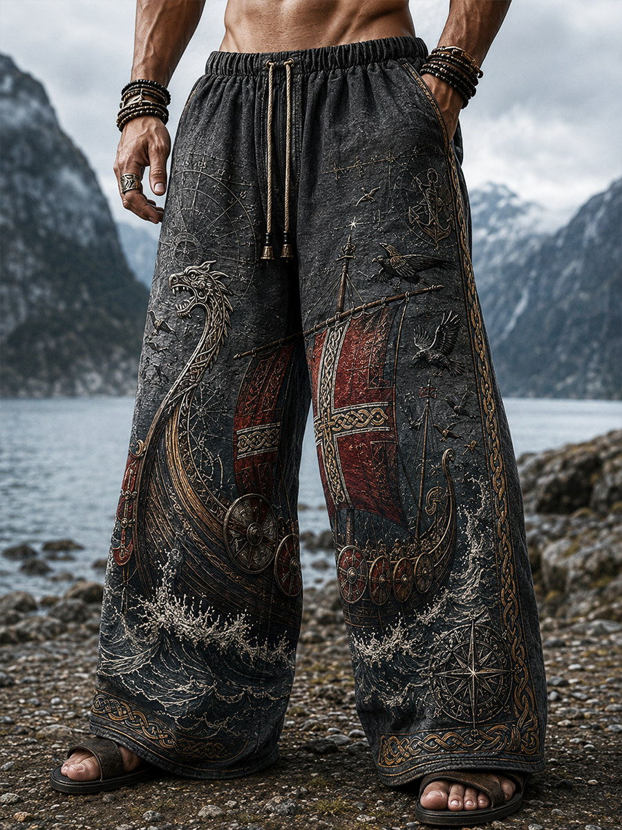 Männer Dänische Wikinger Kunst bedruckte Baumwoll-und Hanf hosen