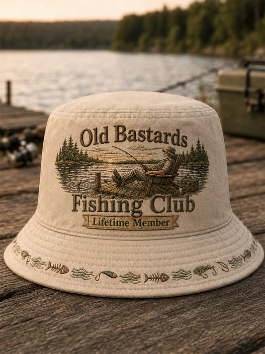 Unisex-Witziger Anglerclub-„Ewiges-Mitglied“-Print-Hut für alle Geschlechter