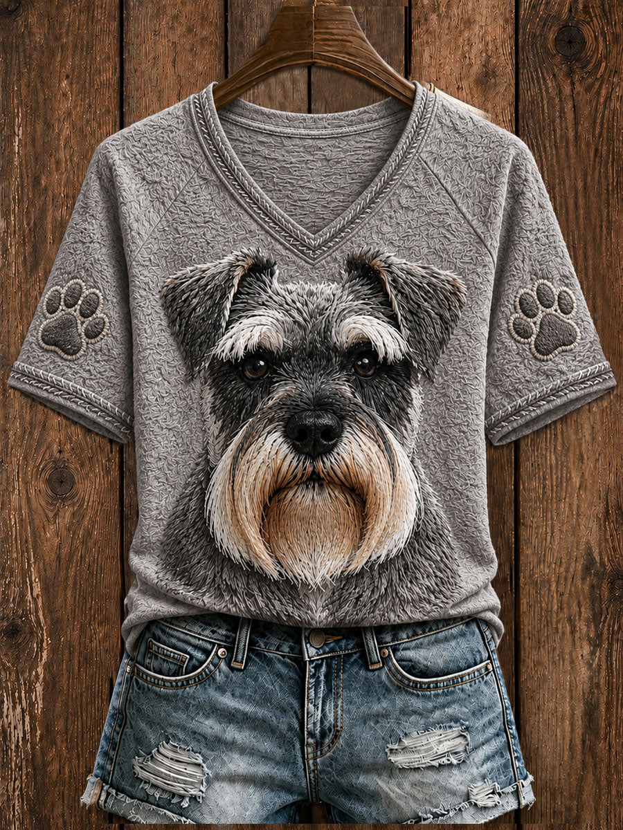 Damen-Kurzarm-T-Shirt mit V-Ausschnitt