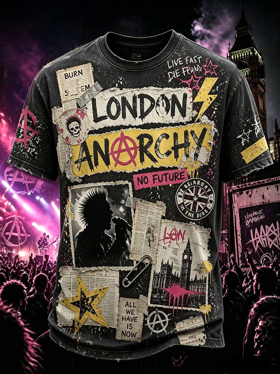 Männer Punk Rock Skull Print T-Shirt