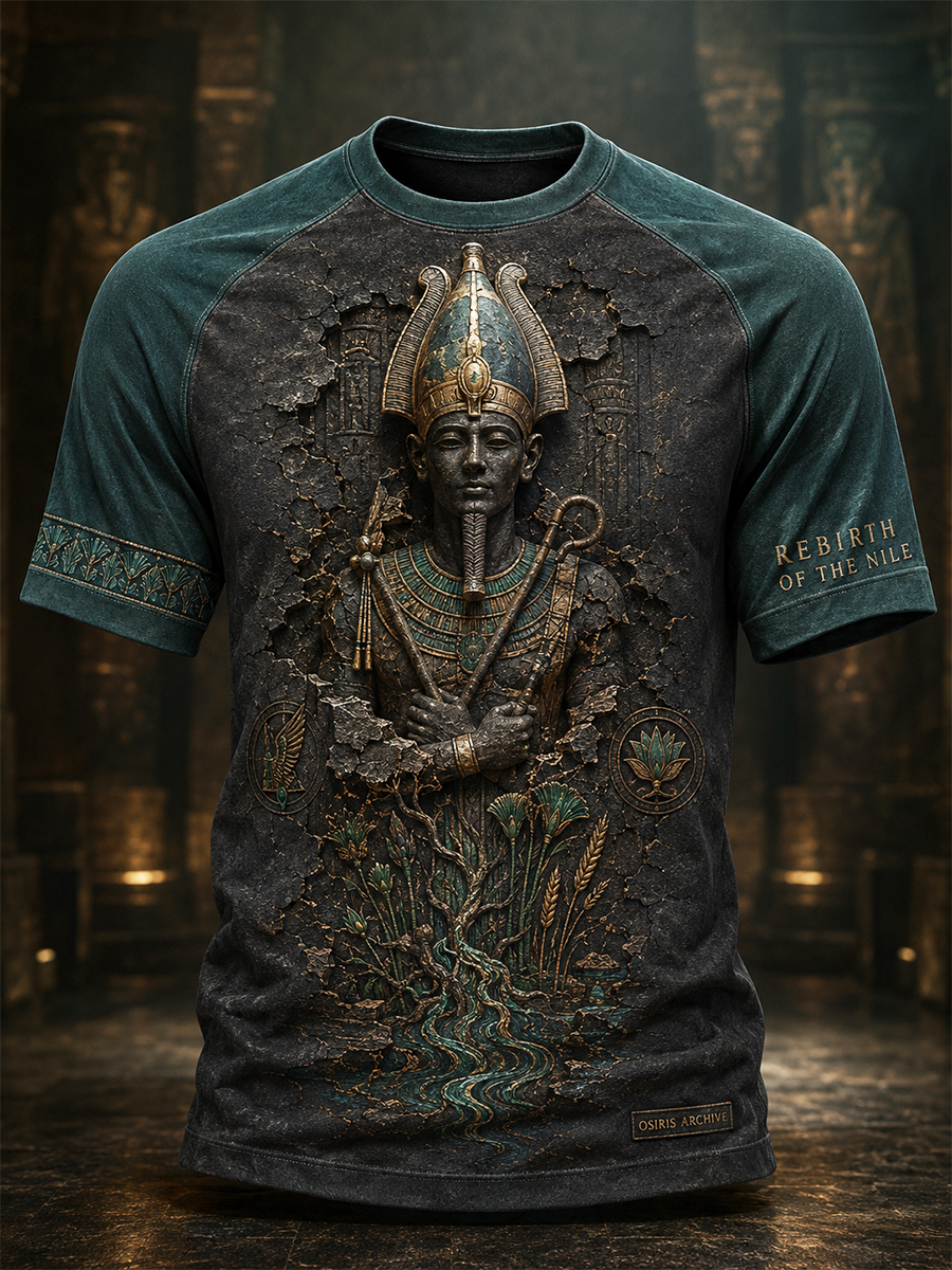 Herren-T-Shirt mit kurzen Ärmeln und ägyptischem Zivilisationsmotiv