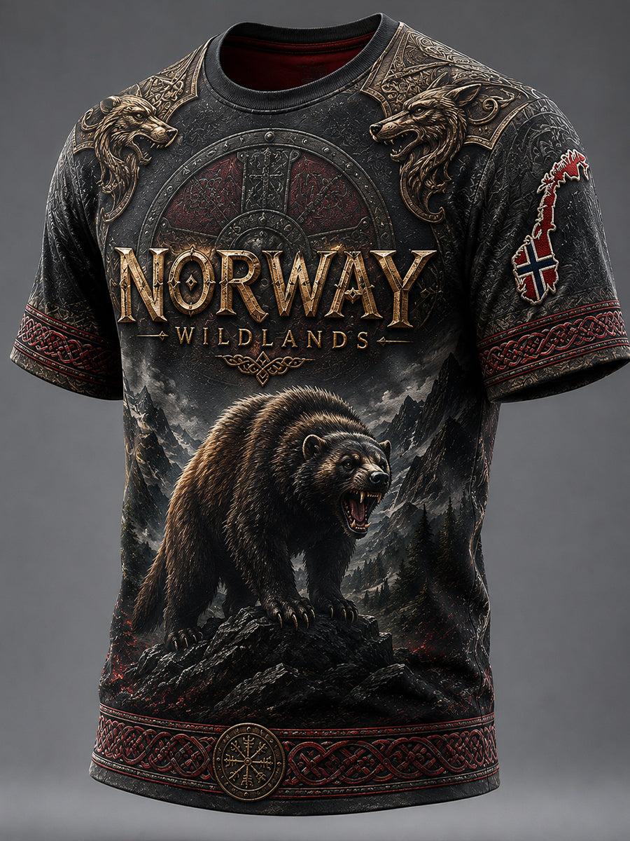 Retro norwegische Wikinger Skandi navis che nordische Kultur kunst druck Casual T-Shirt