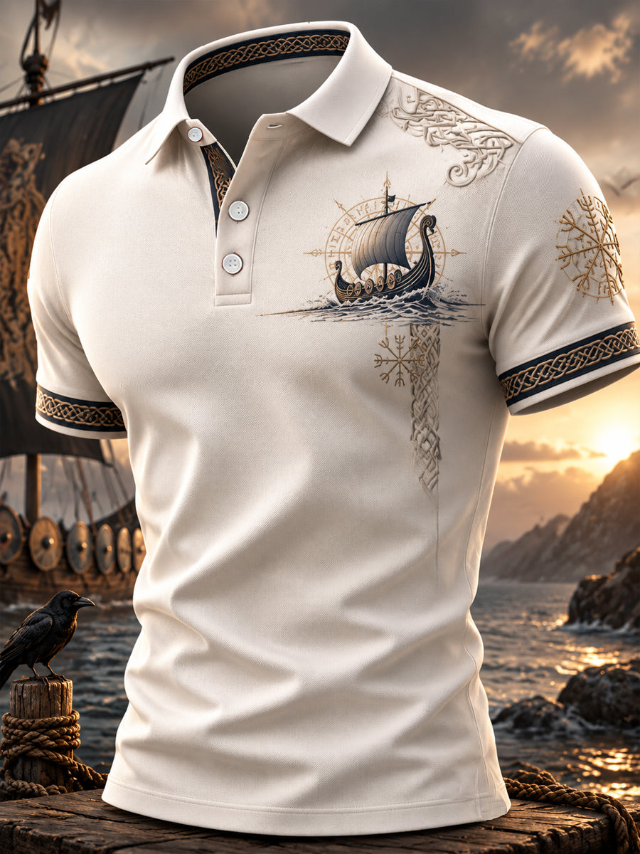 Herren-Viking-Print-Lässiges Oberteil