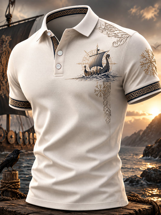 Herren-Viking-Print-Lässiges Oberteil