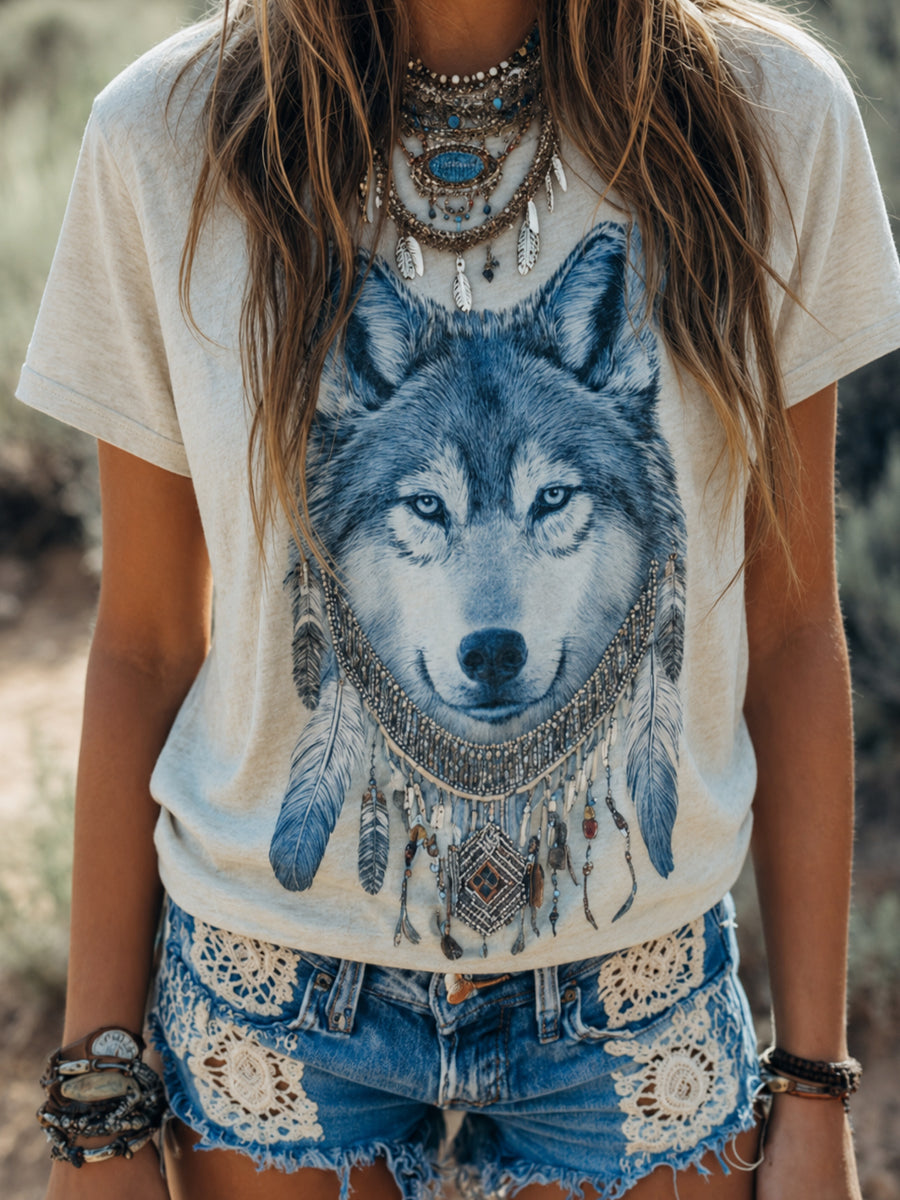 Retro Viking nordic Style Grafik druck Casual Top