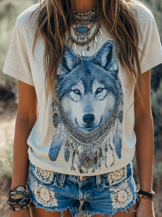 Retro Viking nordic Style Grafik druck Casual Top