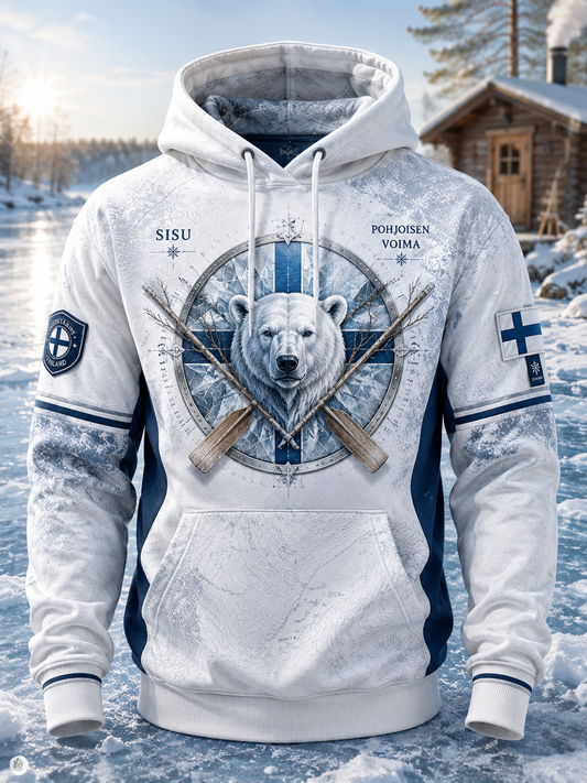 Herren Finnische Wikinger Übergroße Schulter Hoodie mit Taschen