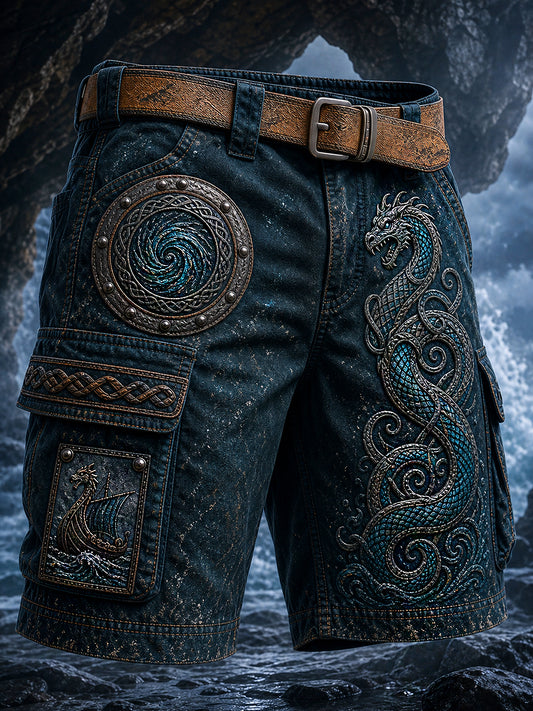 Retro Viking Nordic-Style Grafik druck Freizeit Cargo hosen