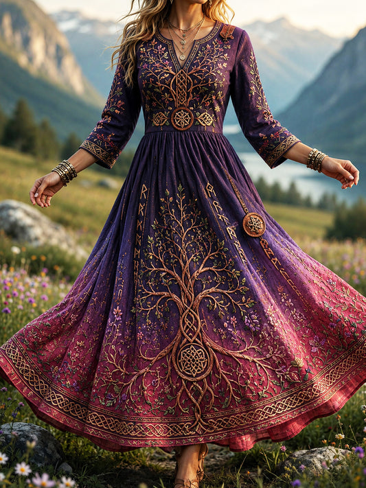 Vintage norwegisches Wikinger‑, Skandinavien‑ und Nordik‑Kunstdruck‑Freizeitkleid