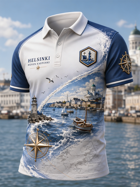 Männer finnische Wikinger Kunstdruck Polo-Shirt