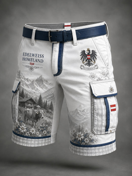 Herren-Kurzhose mit österreichi schem Kulturelement-Kunstdruck