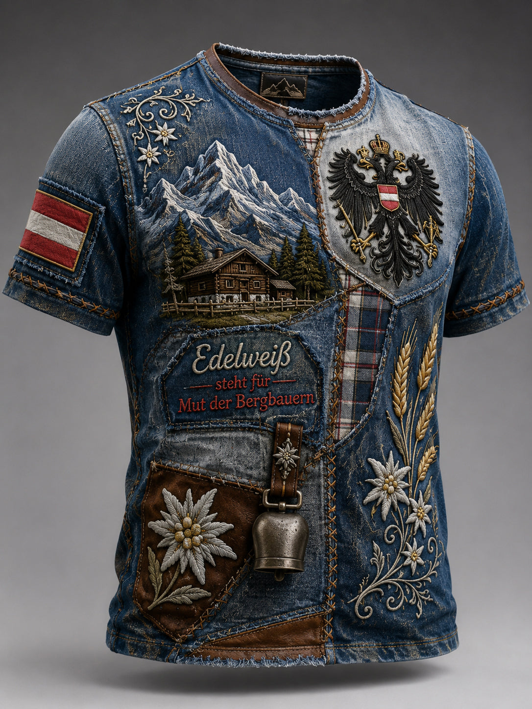 Herren-T-Shirt im österreichischen Landhausstil mit Kunstdruck