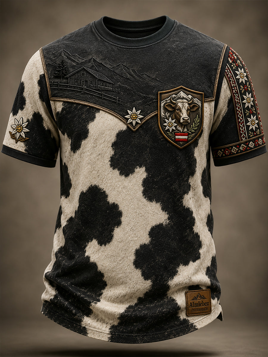 Herren-T-Shirt im österreichischen Landhausstil mit Kunstdruck