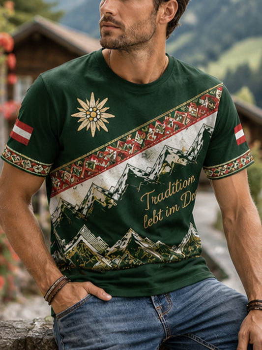 Herren-T-Shirt mit Kunstdruck im österreichischen Landhausstil