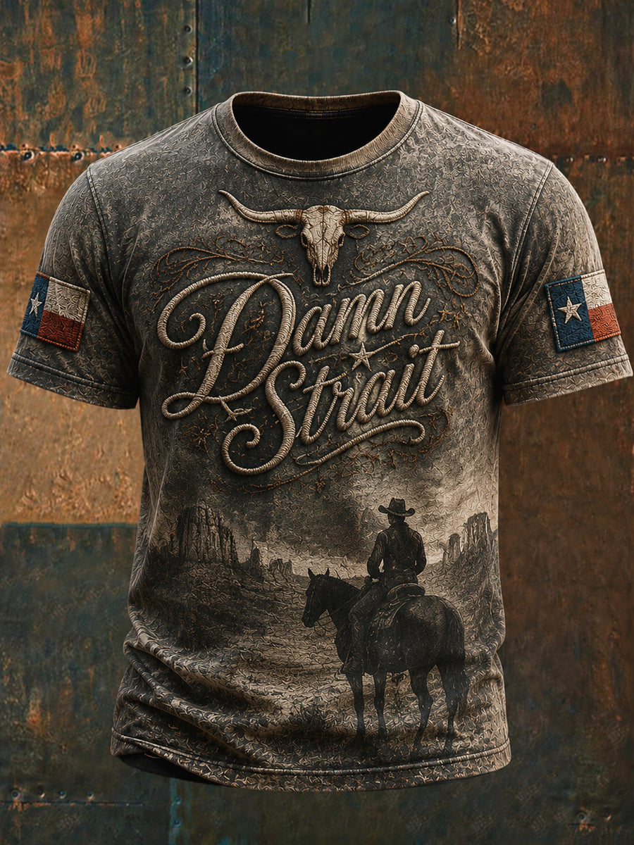 Herren rustikales grafisches T-Shirt im westlichen Stil