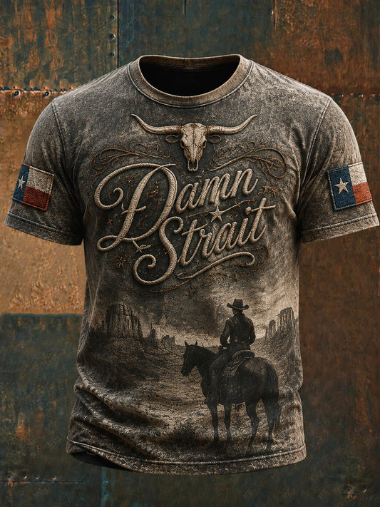Herren rustikales grafisches T-Shirt im westlichen Stil