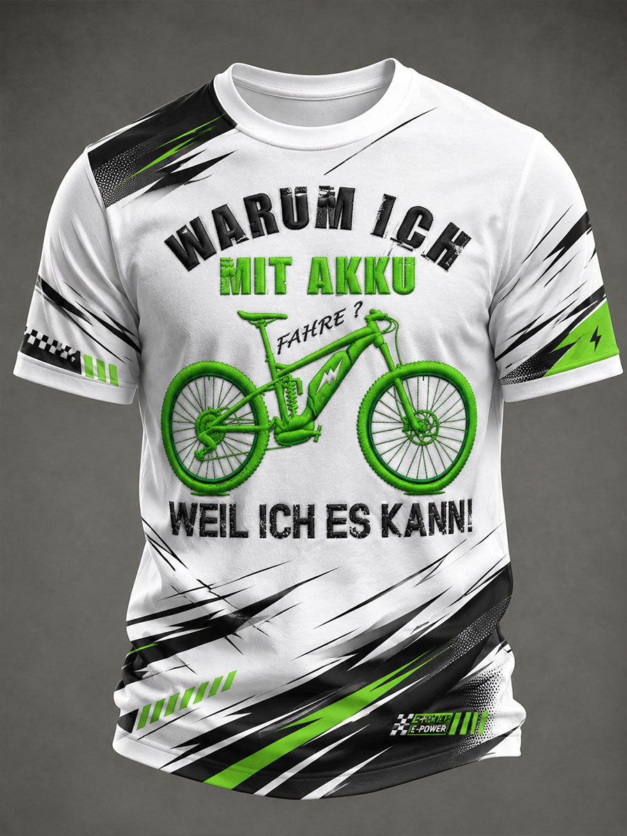 Herren Warum Ich Mit Akku Weil Ich Es Kann Kurzarm T-Shirt