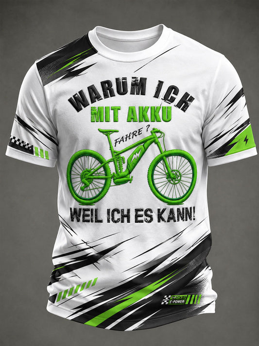 Herren Warum Ich Mit Akku Weil Ich Es Kann Kurzarm T-Shirt