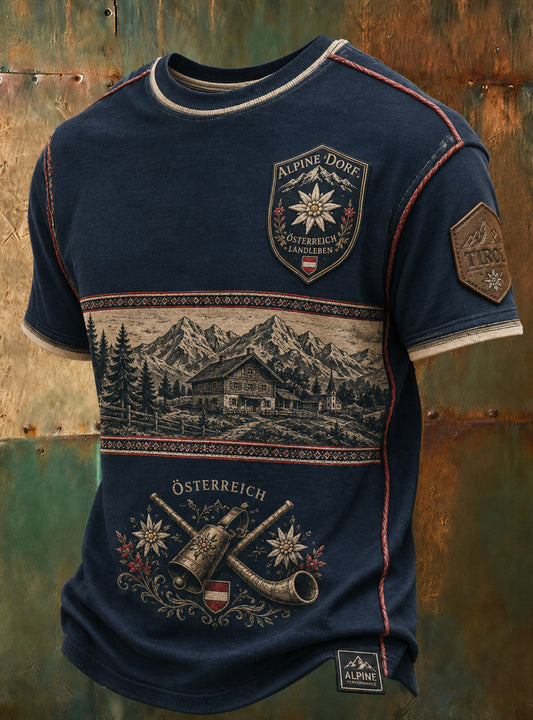 Herren-T-Shirt mit Kunstdruck im österreichischen Landhausstil