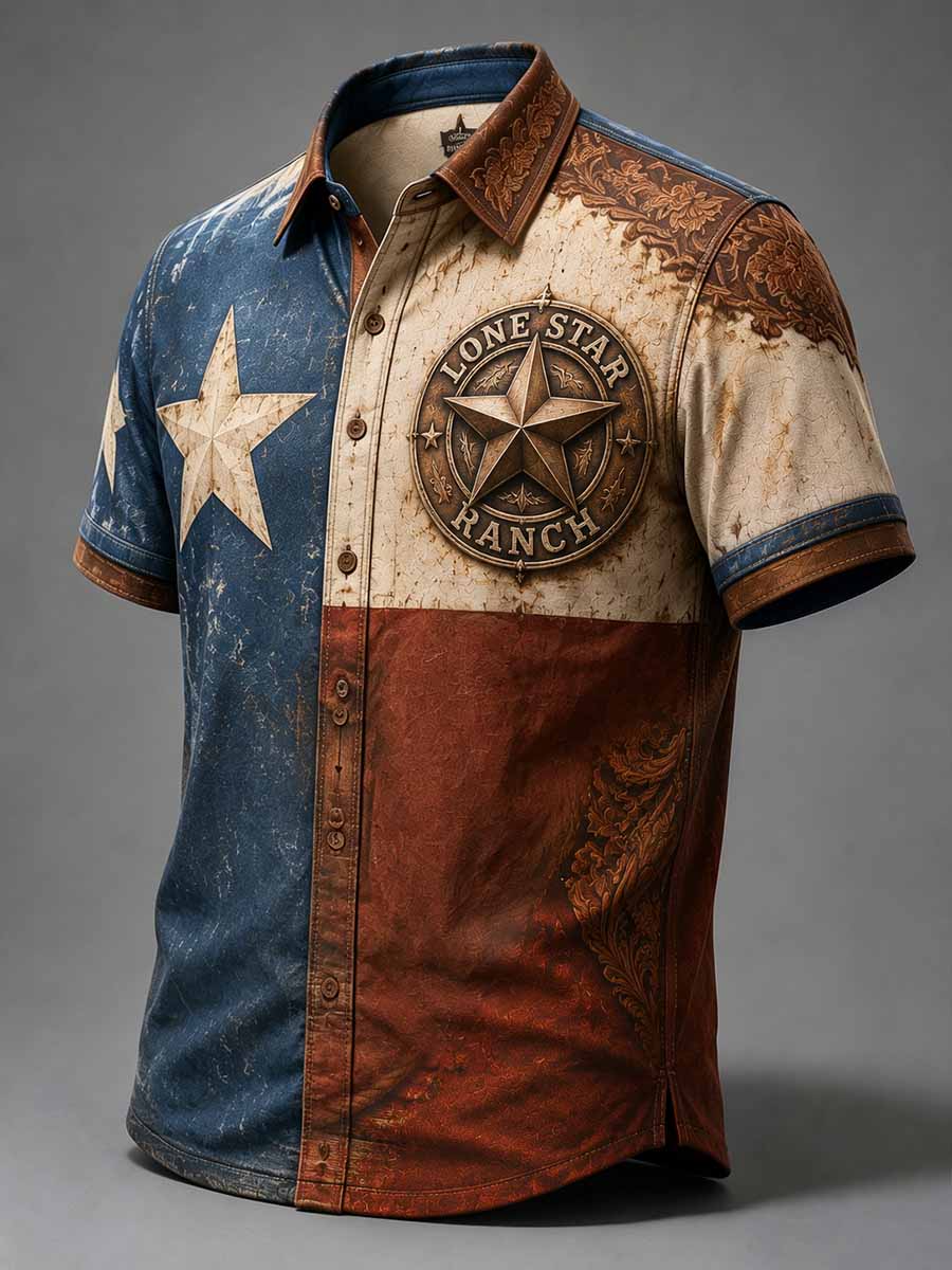 Herrenhemd im Vintage-Western-Stil mit Musterdruck