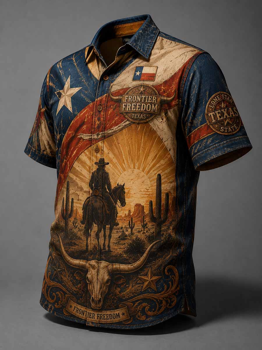 Herrenhemd im Vintage-Western-Stil mit Musterdruck