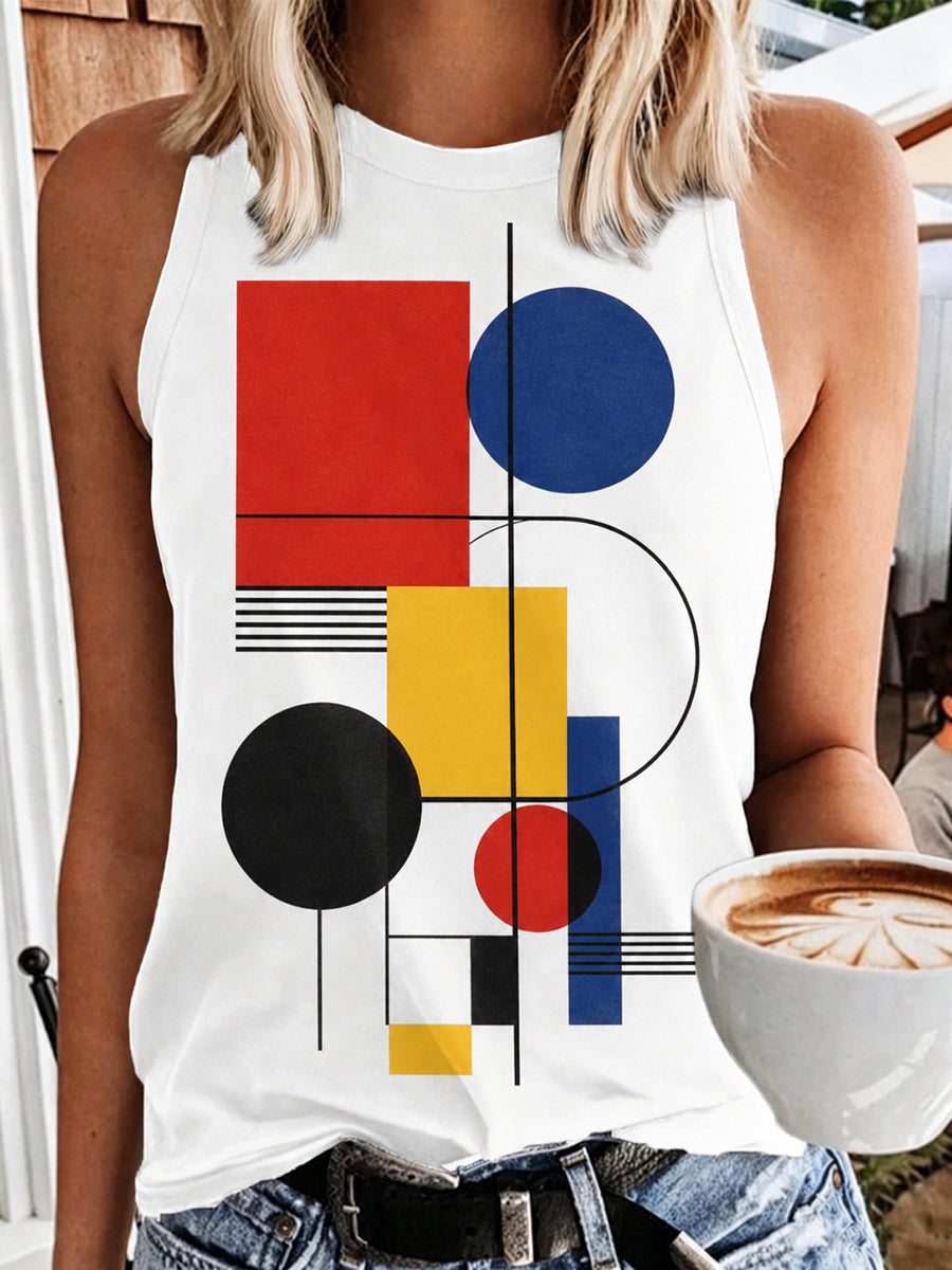 Damenweste mit Kunstprint im Bauhaus-Stil