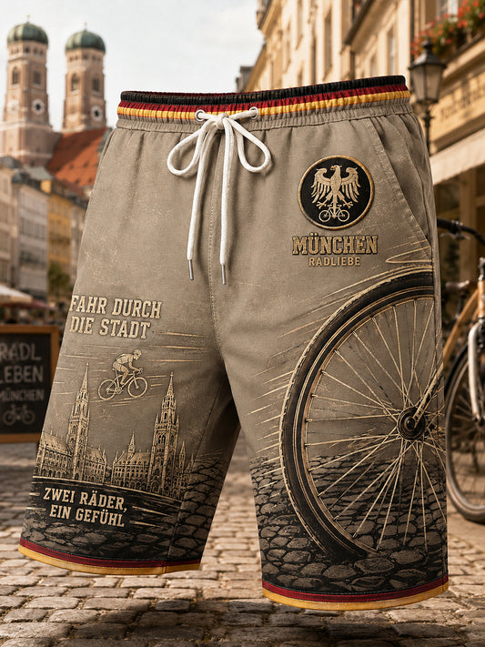 Herren-Shorts mit radfahrinspiriertem Print