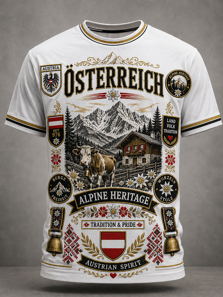 Herren-T-Shirt mit Kunstdruck im österreichischen Landhausstil