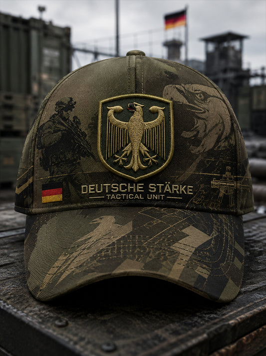 Herrenhut im Vintage-Stil mit militärinspiriertem Muster