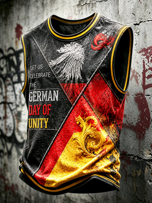 Herren-Westen-Alltagsweste mit Patchwork-Print zum Tag der Deutschen Einheit