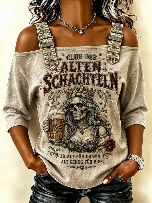 Frauen-Funny-Oktoberfest-Print Bierliebhaber 3/4-Ärmel-T-Shirt