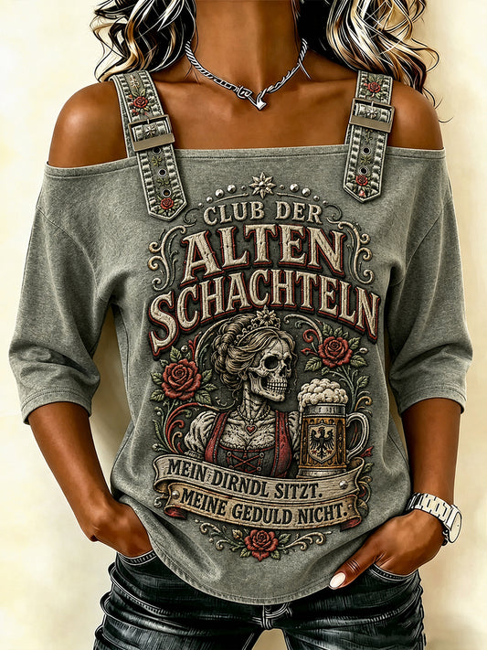 Frauen-Funny-Oktoberfest-Print Bierliebhaber 3/4-Ärmel-T-Shirt