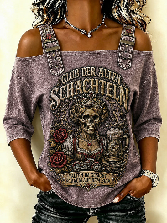 Frauen-Funny-Oktoberfest-Print Bierliebhaber 3/4-Ärmel-T-Shirt