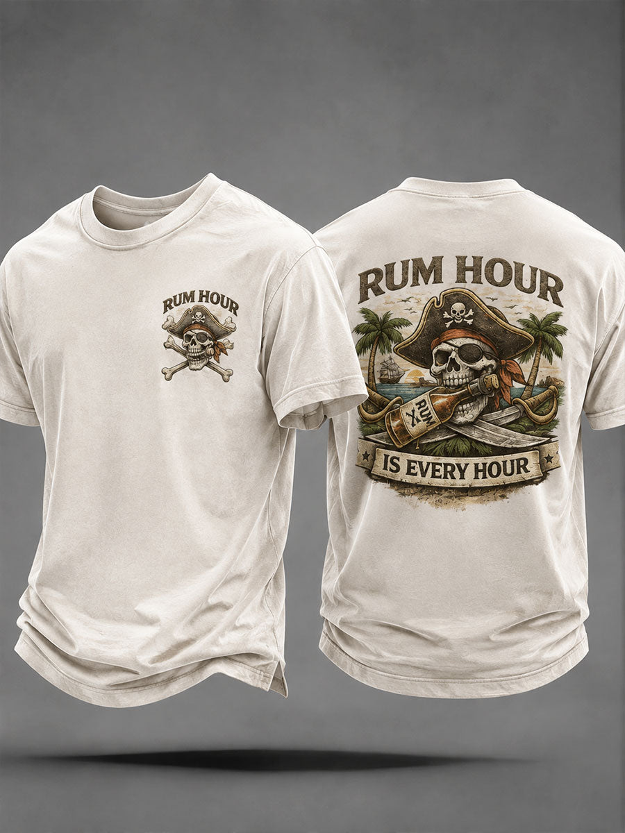 Herren "Rum Hour ist jede Stunde" Fun Casual Unisex T-Shirt