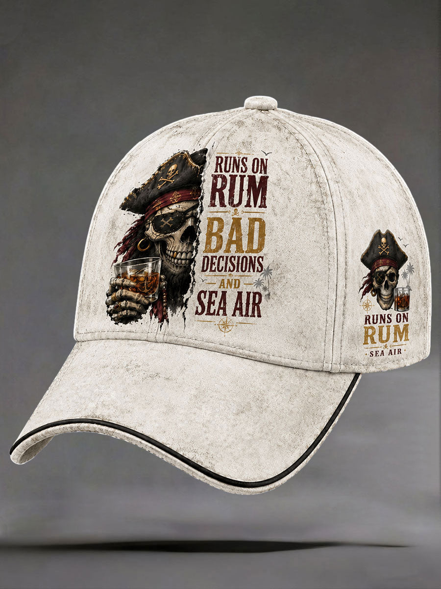 "Läuft auf Rum, schlechten Entscheidungen und Sea Air" Unisex Vintage Hüte